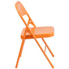 HERCULES COLORBURST Series Orange Marmalade Triple Braced & Double Hinged Metal Folding Chair - Flash Furniture