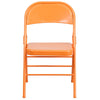 HERCULES COLORBURST Series Orange Marmalade Triple Braced & Double Hinged Metal Folding Chair - Flash Furniture