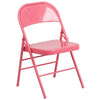 HERCULES COLORBURST Series Bubblegum Pink Triple Braced & Double Hinged Metal Folding Chair - Flash Furniture