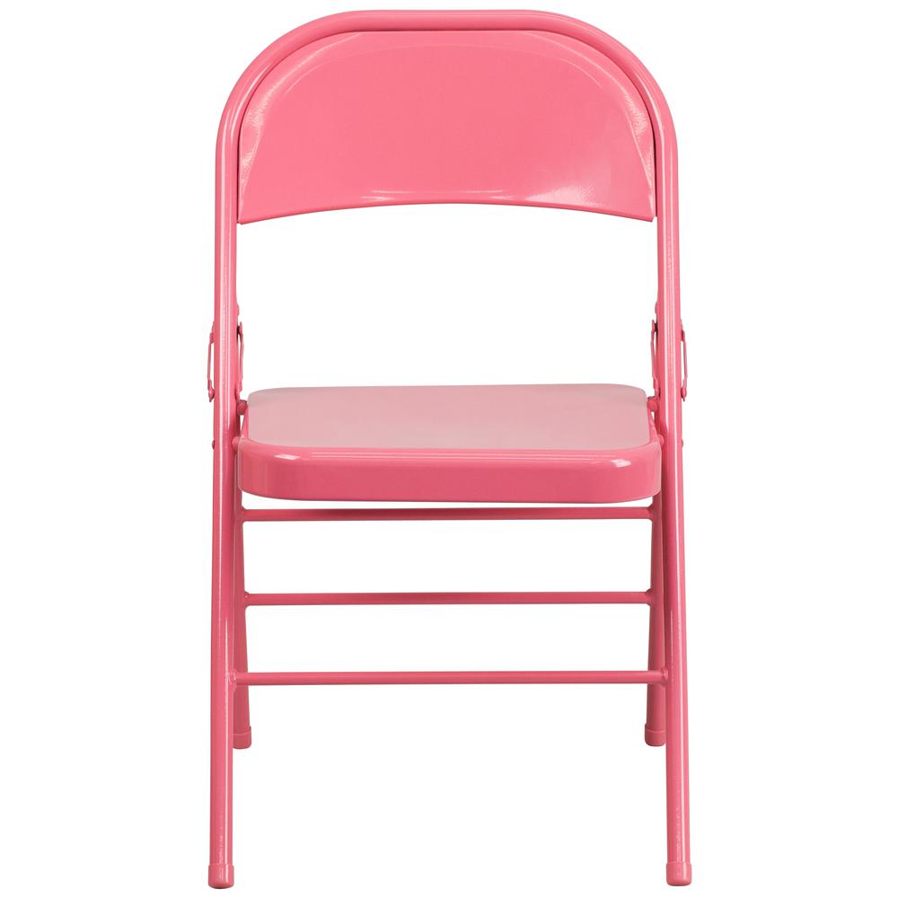 HERCULES COLORBURST Series Bubblegum Pink Triple Braced & Double Hinged Metal Folding Chair - Flash Furniture