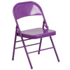 HERCULES COLORBURST Series Impulsive Purple Triple Braced & Double Hinged Metal Folding Chair - Flash Furniture