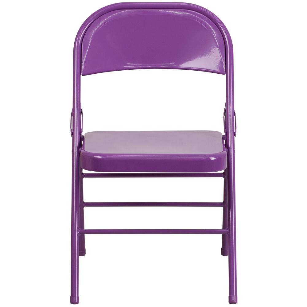 HERCULES COLORBURST Series Impulsive Purple Triple Braced & Double Hinged Metal Folding Chair - Flash Furniture
