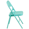 HERCULES COLORBURST Series Tantalizing Teal Triple Braced & Double Hinged Metal Folding Chair - Flash Furniture