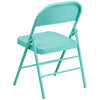 HERCULES COLORBURST Series Tantalizing Teal Triple Braced & Double Hinged Metal Folding Chair - Flash Furniture