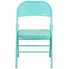 HERCULES COLORBURST Series Tantalizing Teal Triple Braced & Double Hinged Metal Folding Chair - Flash Furniture