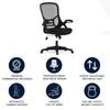 High Back Black Mesh Swivel Office Chair with Black Frame and Flip-up Arms - Flash Furniture