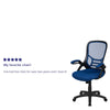 High Back Blue Mesh Swivel Office Chair with Black Frame and Flip-up Arms - Flash Furniture