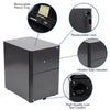 3-Drawer Mobile Locking Filing Cabinet with Anti-Tilt Mechanism, Black - Flash Furniture