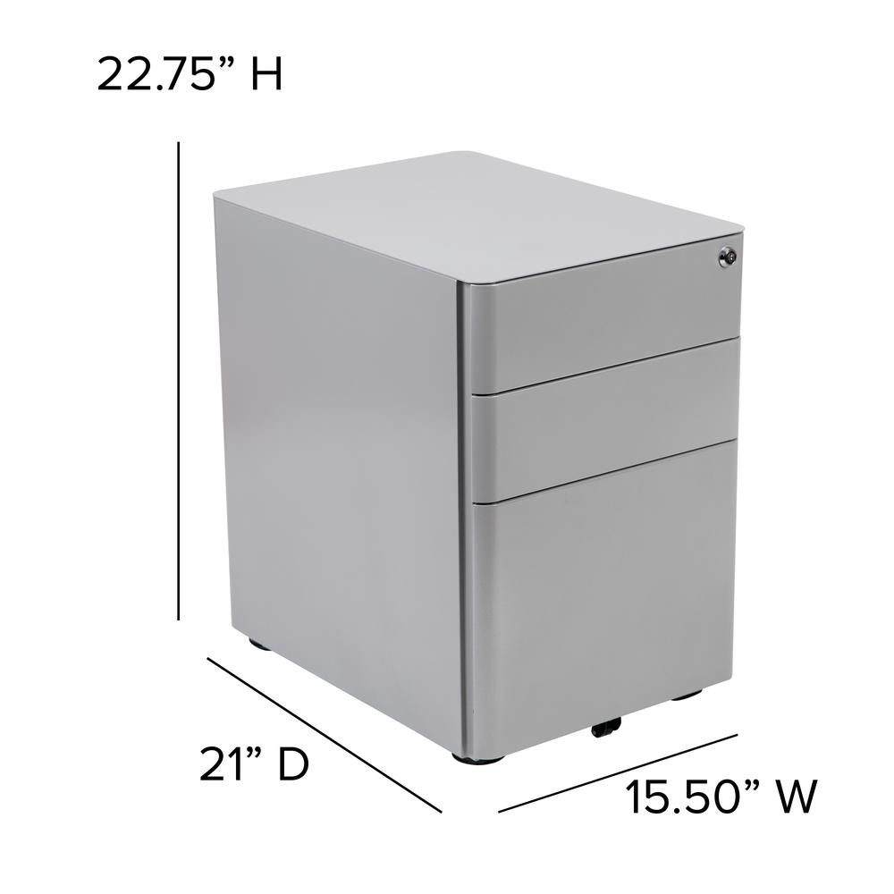3-Drawer Mobile Locking Filing Cabinet with Anti-Tilt Mechanism, Gray - Flash Furniture