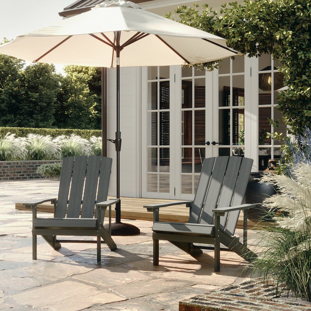 Commercial All-Weather Poly Resin Wood Adirondack Chair in Gray - Flash Furniture
