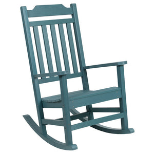 All-Weather Poly Resin Rocking Chair in Teal - Flash Furniture