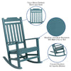 All-Weather Poly Resin Rocking Chair in Teal - Flash Furniture