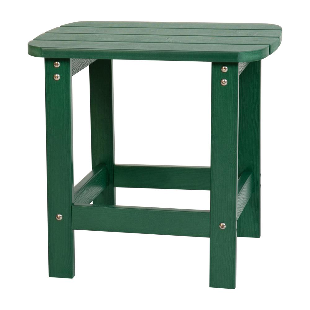 All-Weather Poly Resin Wood Adirondack Side Table in Green - Flash Furniture