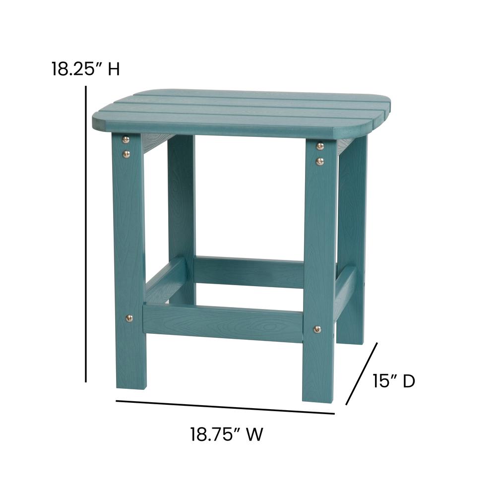 All-Weather Poly Resin Wood Adirondack Side Table in Teal - Flash Furniture