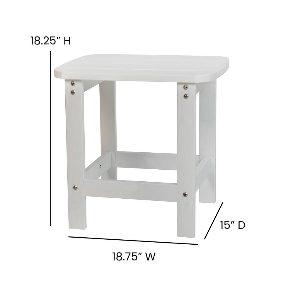 All-Weather Poly Resin Wood Adirondack Side Table in White - Flash Furniture