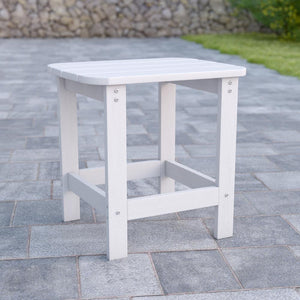 All-Weather Poly Resin Wood Adirondack Side Table in White - Flash Furniture
