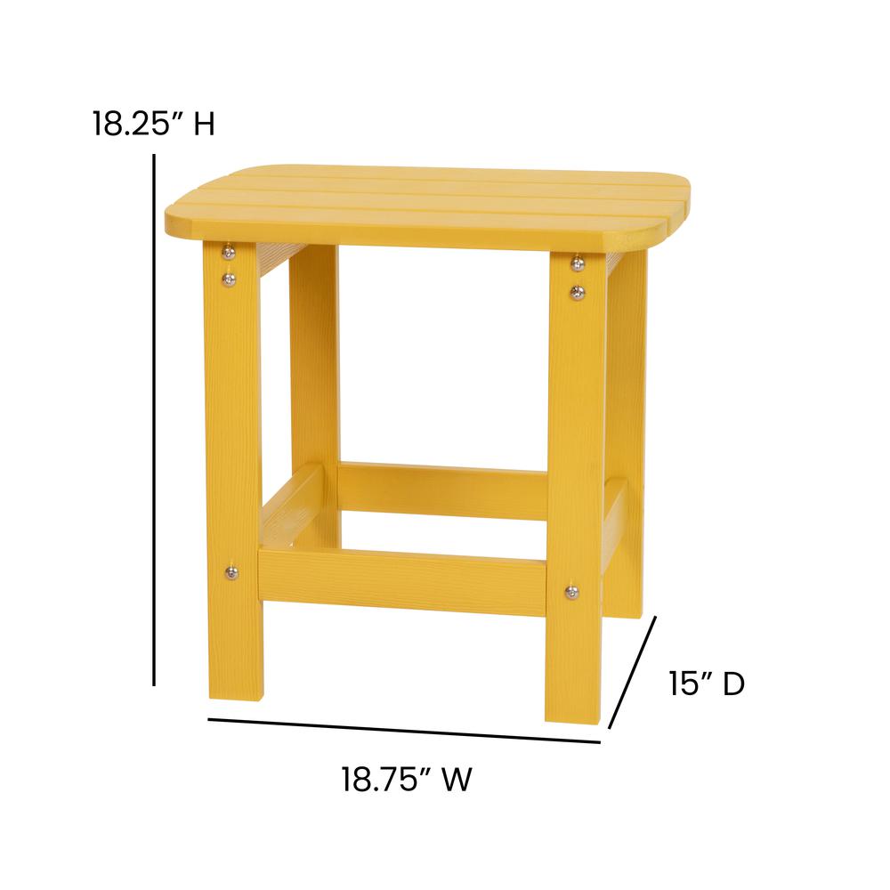 All-Weather Poly Resin Wood Adirondack Side Table in Yellow - Flash Furniture
