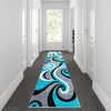 3' x 10' Turquoise Abstract Area Rug - Olefin Rug - Flash Furniture