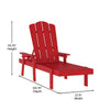 Adjustable Adirondack Lounger with Cup Holder, Red - Flash Furniture