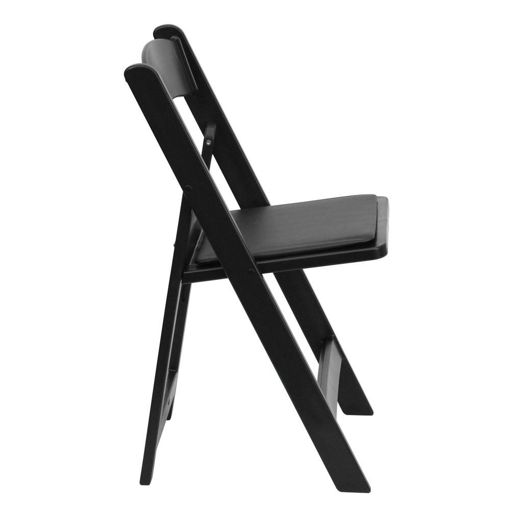 HERCULES Series 1000 lb. Capacity Black Resin Folding Chair with Black Vinyl Padded Seat - Flash Furniture