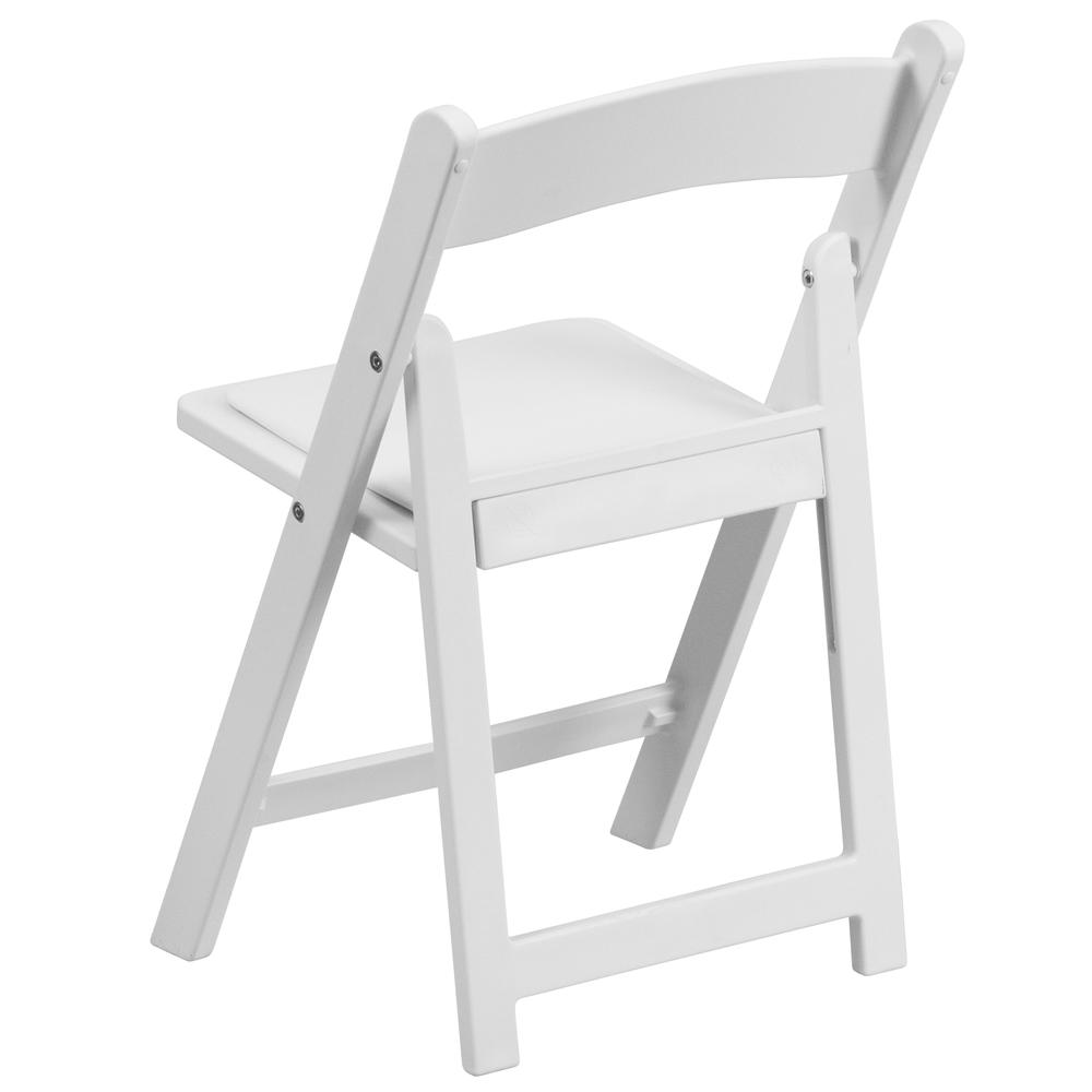Kids White Resin Folding Chair with White Vinyl Padded Seat - Flash Furniture