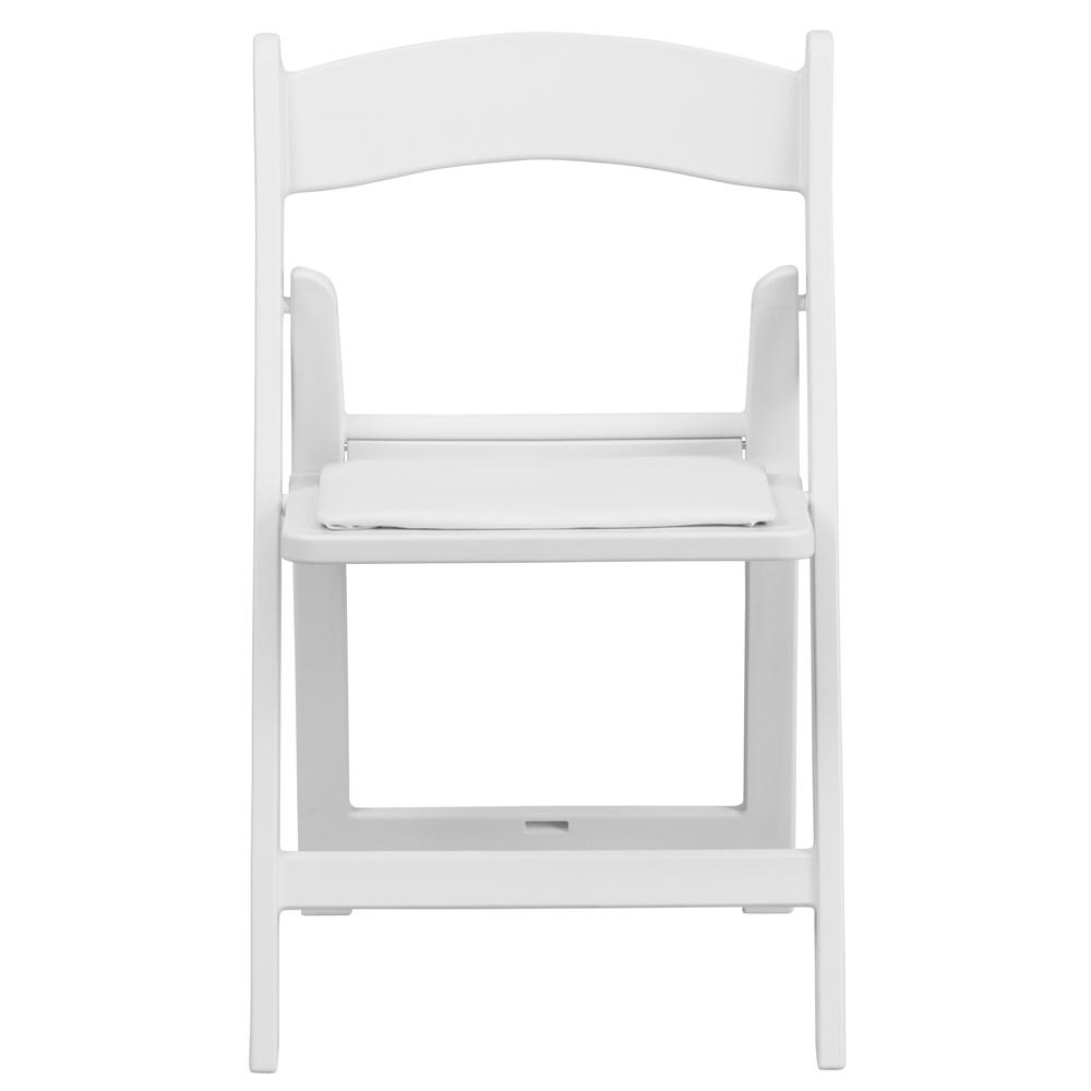 Kids White Resin Folding Chair with White Vinyl Padded Seat - Flash Furniture