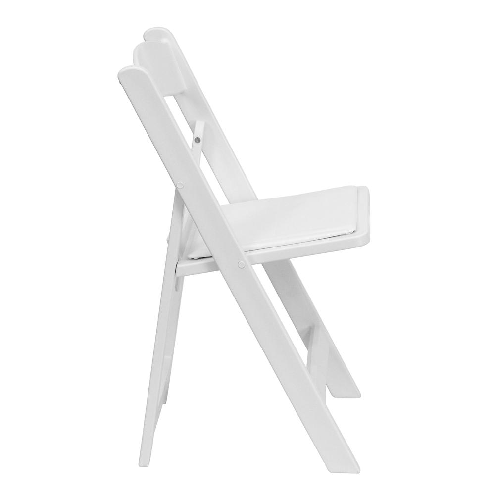 HERCULES Series 1000 lb. Capacity White Resin Folding Chair with White Vinyl Padded Seat - Flash Furniture