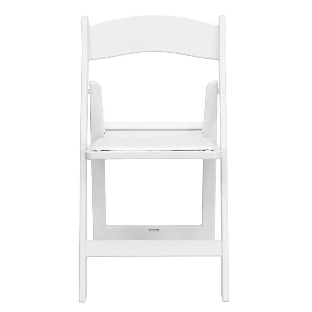 HERCULES Series 1000 lb. Capacity White Resin Folding Chair with White Vinyl Padded Seat - Flash Furniture
