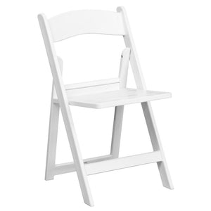 HERCULES Series 1000 lb. Capacity White Resin Folding Chair with Slatted Seat - Flash Furniture