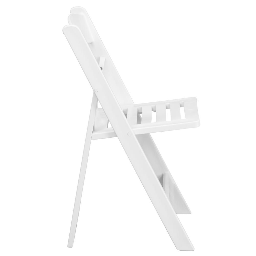 HERCULES Series 1000 lb. Capacity White Resin Folding Chair with Slatted Seat - Flash Furniture