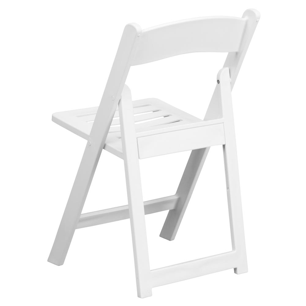 HERCULES Series 1000 lb. Capacity White Resin Folding Chair with Slatted Seat - Flash Furniture