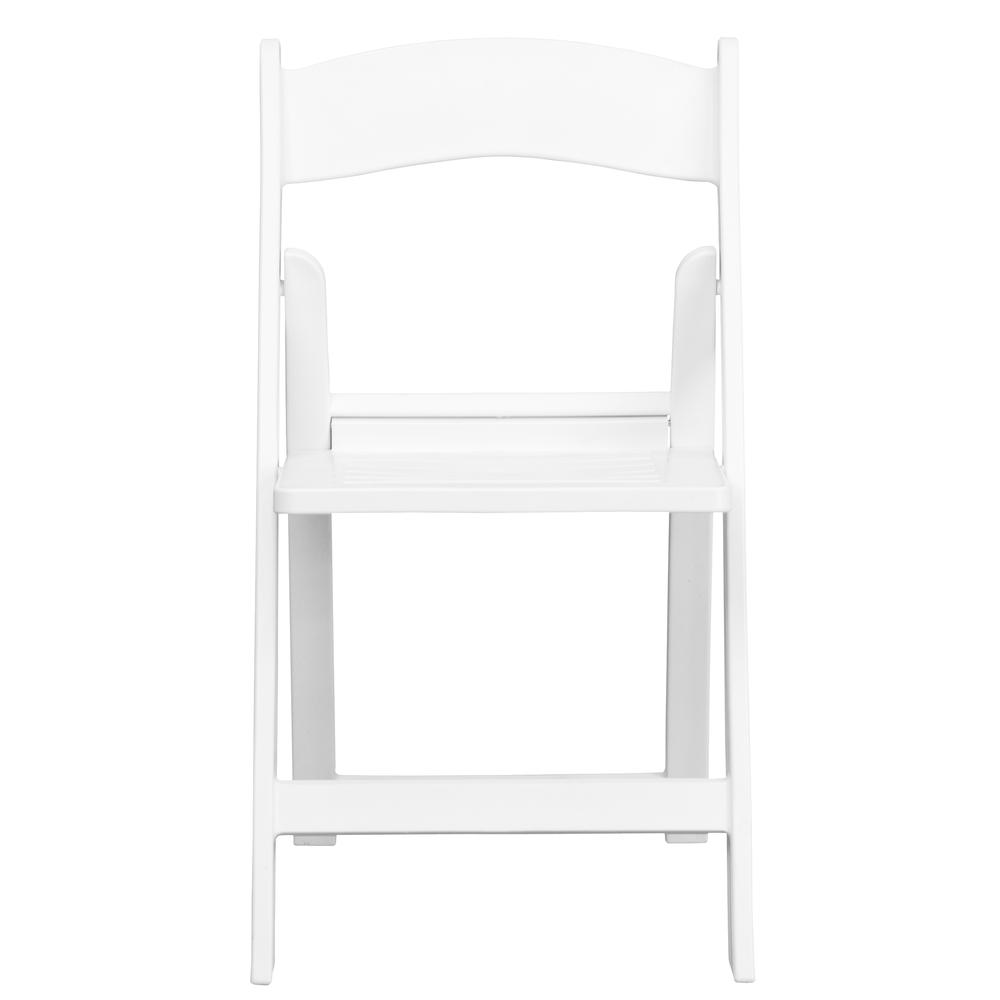 HERCULES Series 1000 lb. Capacity White Resin Folding Chair with Slatted Seat - Flash Furniture
