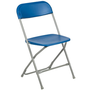 HERCULES Series 650 lb. Capacity Premium Blue Plastic Folding Chair - Flash Furniture