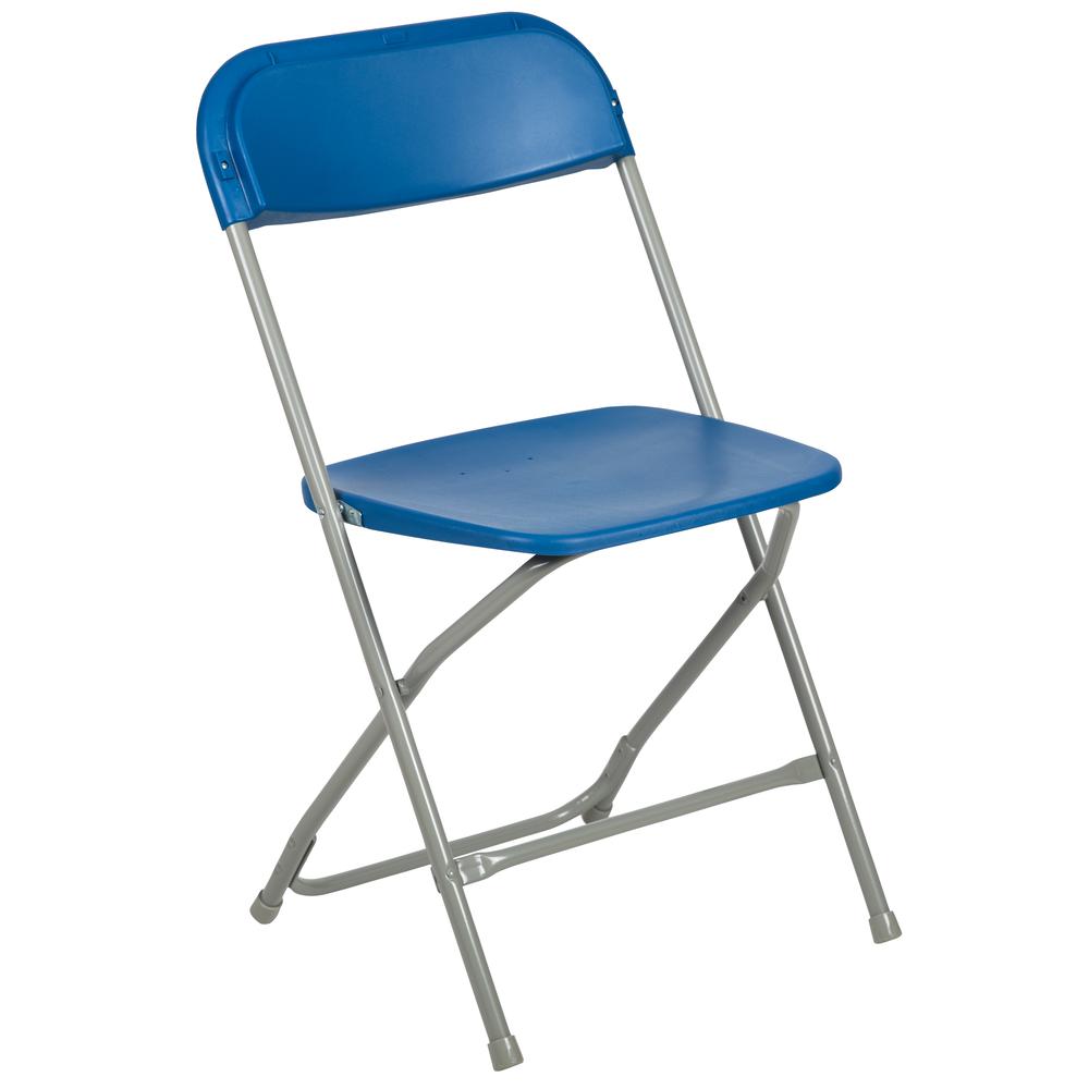 HERCULES Series 650 lb. Capacity Premium Blue Plastic Folding Chair - Flash Furniture