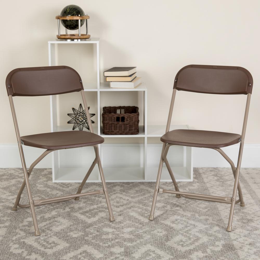 HERCULES Series 650 lb. Capacity Premium Brown Plastic Folding Chair - Flash Furniture