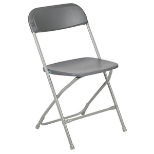 HERCULES Series 650 lb. Capacity Premium Grey Plastic Folding Chair - Flash Furniture