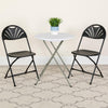 HERCULES Series 650 lb. Capacity Black Plastic Fan Back Folding Chair - Flash Furniture
