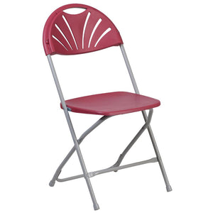 HERCULES Series 650 lb. Capacity Burgundy Plastic Fan Back Folding Chair - Flash Furniture