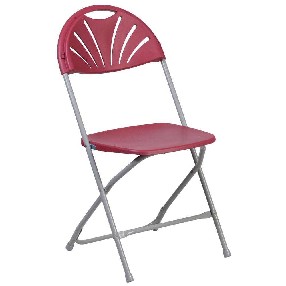 HERCULES Series 650 lb. Capacity Burgundy Plastic Fan Back Folding Chair - Flash Furniture