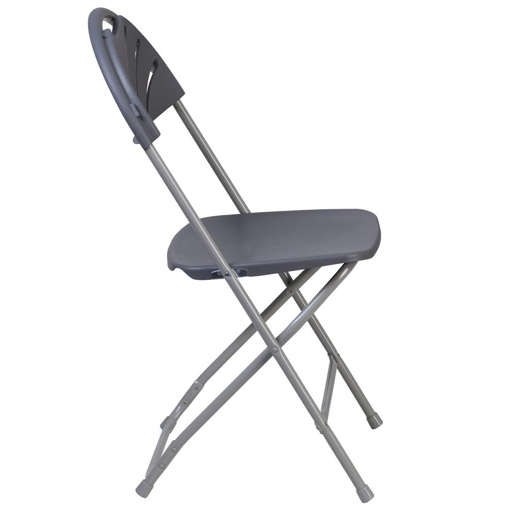 HERCULES Series 650 lb. Capacity Charcoal Plastic Fan Back Folding Chair - Flash Furniture