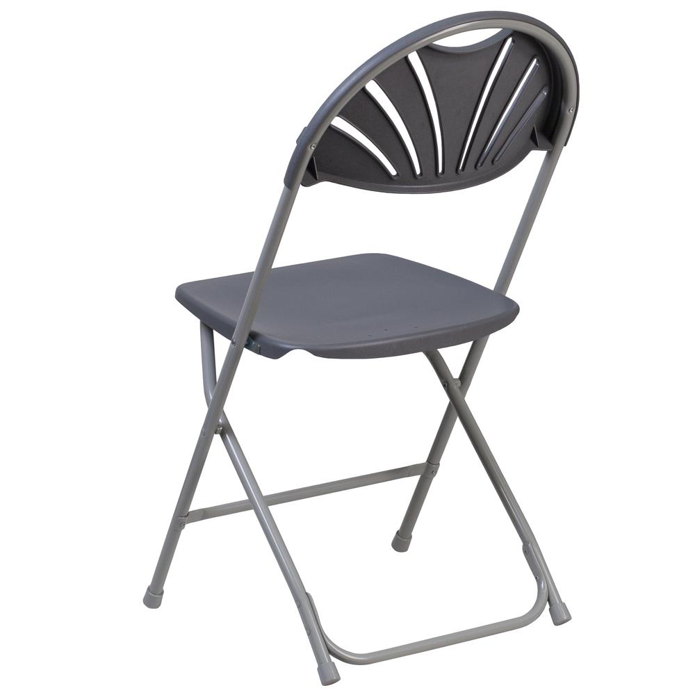 HERCULES Series 650 lb. Capacity Charcoal Plastic Fan Back Folding Chair - Flash Furniture