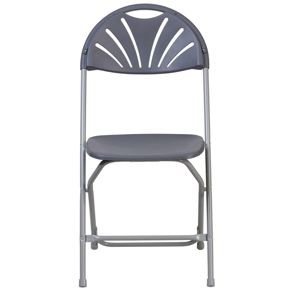 HERCULES Series 650 lb. Capacity Charcoal Plastic Fan Back Folding Chair - Flash Furniture