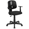 Mid-Back Black Mesh Swivel Task Office Chair with Pivot Back and Arms - Flash Furniture