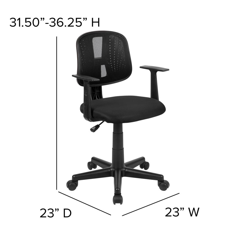 Mid-Back Black Mesh Swivel Task Office Chair with Pivot Back and Arms - Flash Furniture