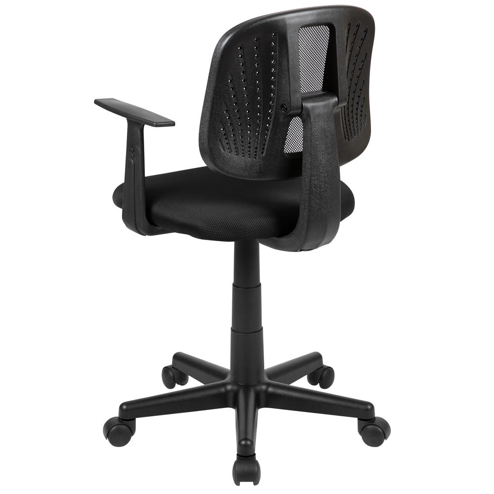 Mid-Back Black Mesh Swivel Task Office Chair with Pivot Back and Arms - Flash Furniture