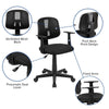 Mid-Back Black Mesh Swivel Task Office Chair with Pivot Back and Arms - Flash Furniture