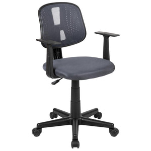 Mid-Back Gray Mesh Swivel Task Office Chair with Pivot Back and Arms - Flash Furniture
