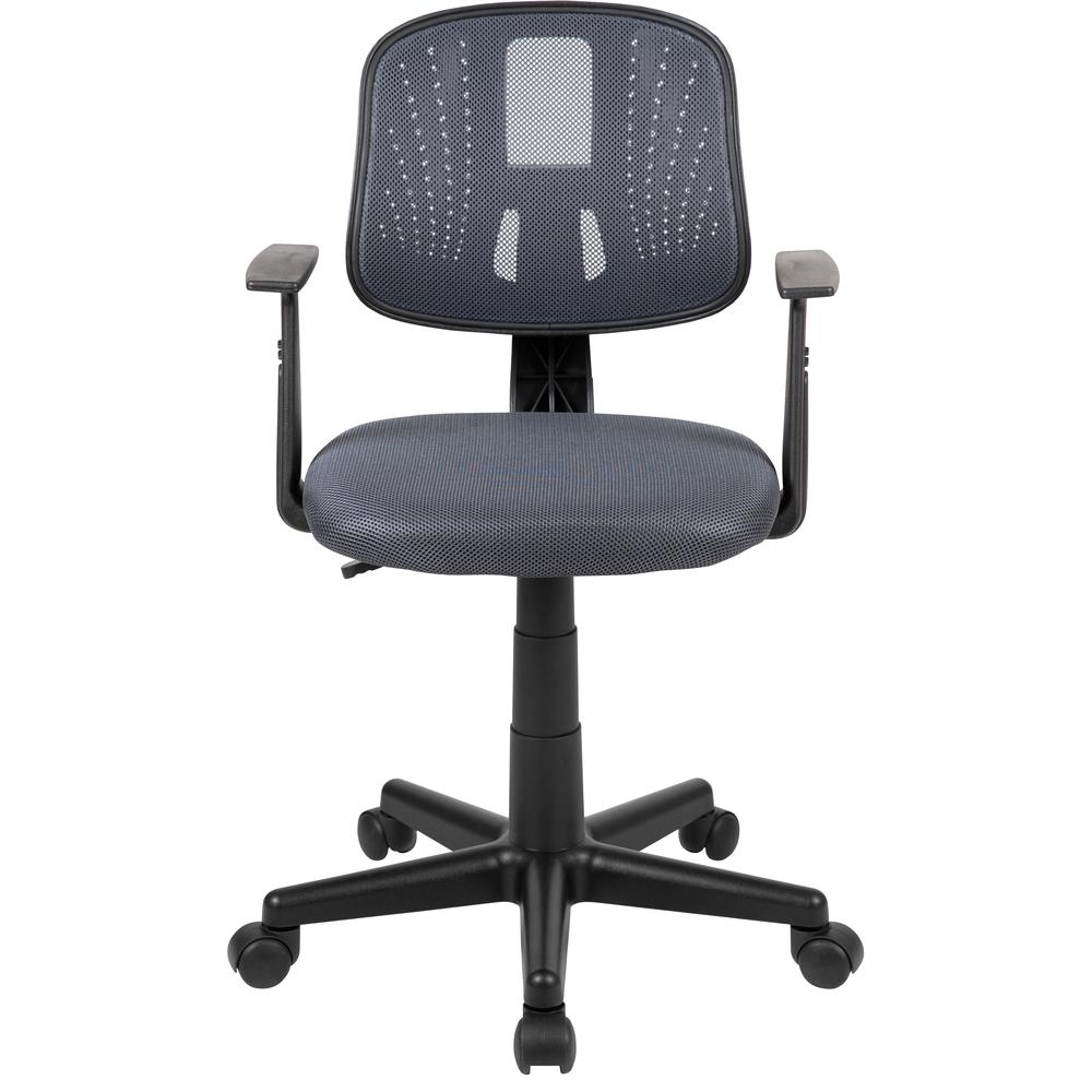 Mid-Back Gray Mesh Swivel Task Office Chair with Pivot Back and Arms - Flash Furniture
