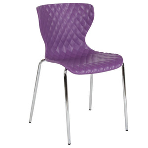 Contemporary Design Purple Plastic Stack Chair - Flash Furniture