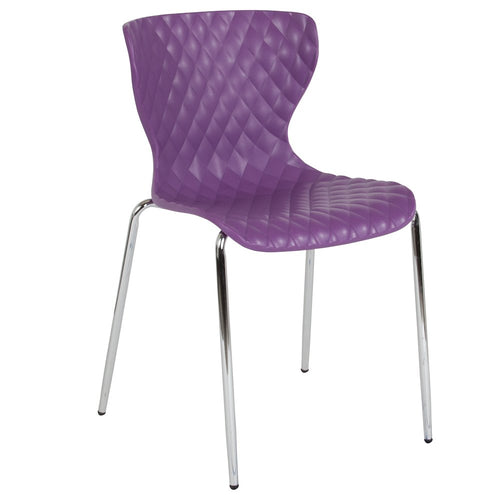 Contemporary Design Purple Plastic Stack Chair - Flash Furniture